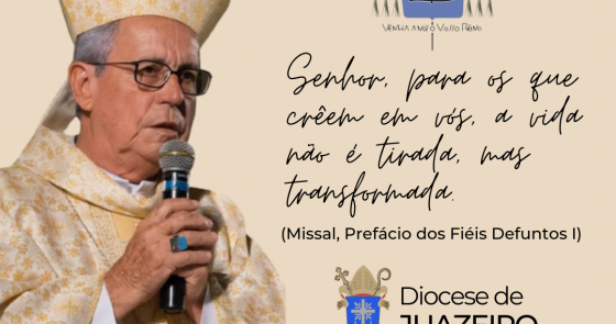 Nota oficial de Pesar pelo falecimento de Dom José Geraldo da Cruz, Bispo emérito da Diocese de Juazeiro